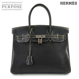 エルメス HERMES バーキン30 リセ ネイビー ハンド バッグ □E刻印 シルバー 金具 Birkin 30 【中古】