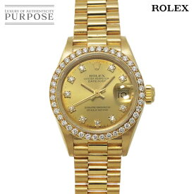 【OH 新品仕上げ 済み】 ロレックス ROLEX デイトジャスト 69138G 9番 ダイヤベゼル レディース 腕時計 10P ダイヤ K18YG イエローゴールド 金無垢 オートマ 自動巻き ウォッチ Datejust 【中古】