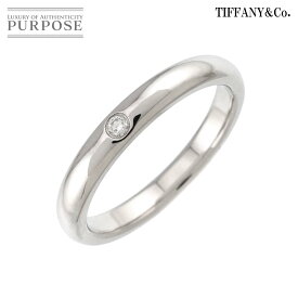 【新品同様】 ティファニー TIFFANY&Co. スタッキング バンド 11.5号 リング ダイヤ 1P Pt プラチナ 指輪 Stacking Band Ring【中古】