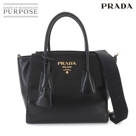 【未使用 展示品】 プラダ PRADA 2way ハンド ショルダー バッグ レザー ネロ ブラック 1BG369 Hand Shoulder Bag 【中古】