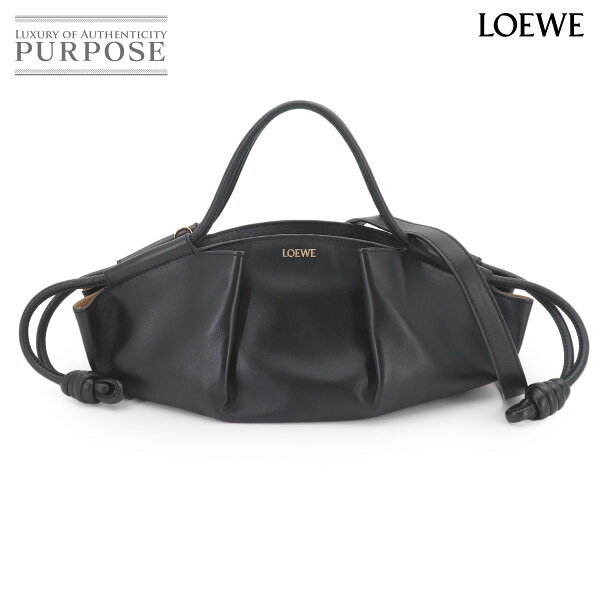 【未使用 展示品】 ロエベ LOEWE パセオ スモール 2way ハンド ショルダー バッグ レザー ブラック ゴールド 金具 A709P48X02 Paseo Small 【中古】