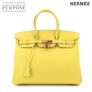 【未使用 展示品】 バーキン35 エルメス HERMES エプソン ライム ハンド バッグ □Q刻印 ゴールド 金具 B