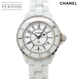 シャネル CHANEL J12 33mm H0968 レディース 腕時計 デイト ホワイト セラミック クォーツ ウォッチ 【中古】