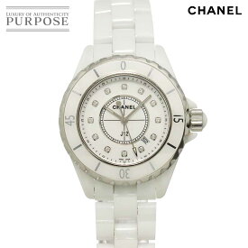 シャネル CHANEL J12 33mm H1628 レディース 腕時計 12P ダイヤ デイト ホワイト セラミック クォーツ ウォッチ 【中古】