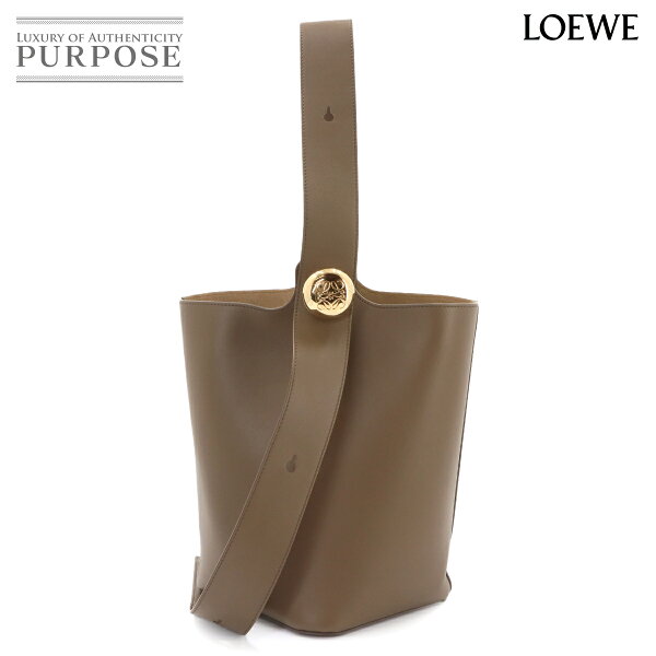 【未使用 展示品】 ロエベ LOEWE ペブル バケットバッグ ミディアム ショルダー バッグ レザー ブラウン AANBBBMX01 ゴールド 金具 Pebble Bucket Bag 【中古】