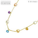 【新品同様】 タサキ TASAKI バロック真珠 マルチストーン ロング ネックレス 81cm K18 YG イエローゴールド 750 田崎…