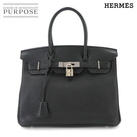 バーキン30 エルメス HERMES トリヨンクレマンス ブラック ハンド バッグ □R刻印 シルバー 金具 Birkin 【中古】