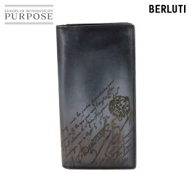 ベルルッティ Berluti カリグラフィ サンタル スクリット 二つ折り 長財布 ヴェネチアレザー グレー Santal Scritto Wallet 【中古】