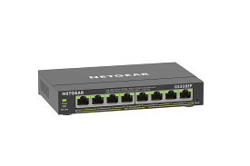 ネットギア アンマネージプラス スイッチングハブ ギガ8ポート PoE+対応(全体62W) 卓上型コンパクト GS308EP VLAN QoS 静音ファンレス
