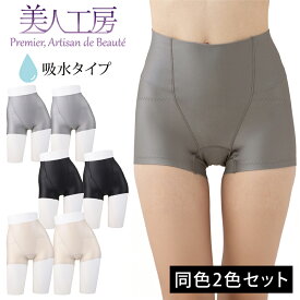＜美人工房＞消臭・吸水 サポートショーツ 同色 2枚セット【メール便10】( 2点 2色 下着 ランジェリー パンツ パンティー グレー ベージュ ブラック 黒 尿漏れ 産褥 女性用 着心地重視 レディースショーツ 大きいサイズ 通販 まとめ買い 着心地 プルミエ )