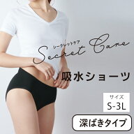 シークレットケア 吸水ショーツ 深ばきタイプ 単品【メール便可2.5】( サニタリーショーツ 消臭抗菌 吸水…