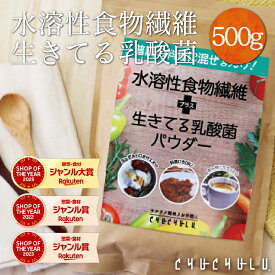 水溶性食物繊維＋生きてる乳酸菌パウダー500g 腸活 食物繊維 乳酸菌 難消化性デキストリン ダイエット食品　腸活ダイエット　酪酸菌