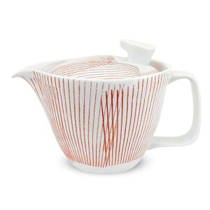J-kitchens 勲山窯 急須 小 波佐見焼 日本製 240ml 1人用 ~ 2人用 茶こし付き ストライプ レッド