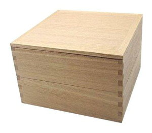 松屋漆器店 白木塗タモ製5.0寸二段重内朱