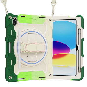 OSALO iPad ��11���� 10.9�C���` (2025) / ��10���� 10.9�C���` (2022) �P�[�X �ϏՌ� �O�w�\�� 360�x��]�X�^���h �X�g���b�v�t�� �V���R��+PC �ی�J�o�[ �V�����_�[�X�g���b�v�t��