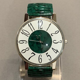 レディース 腕時計 ファッションウオッチ ブレスレット ウォッチ 日本製 ムーブメント (グリーン) 文字盤が大きい 蛇腹ベルト ジャバラバングルウォッチ