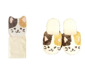 トイレ スリッパ ペーパーホルダーカバー セット かわいい 2点 ねこ 猫 ネコ ベージュ トイレ小物 ファンディット アニマル 動物 プードル 豆しば 柴犬 プレゼント