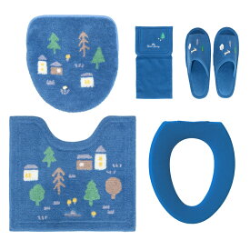 トイレマット 5点 セット ベージュ O型 洗浄暖房 普通兼用 フタカバー オカ ナタルシーナリー おしゃれ 北欧 ネイビー 滑り止め加工 クリスマス プレゼント