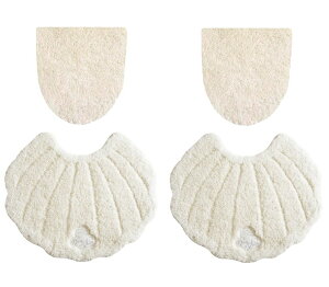 トイレマット おしゃれ 4点セット グレー パステル ふわふわ かわいい 洗える 貝殻 マット マルチ型 オカトー 洗浄暖房 普通 兼用 ふたカバー マット シェル ミントグリーン ピンク クリーム