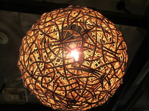 送料無料 バリ島直輸入 ウブド インテリア 絵画 ラタンボール ランプ (ナチュラル) アジアン バリ 雑貨 インテリア