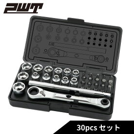 PWT ソケットセット ソケットレンチビットセット スーパーロープロファイル設計 6.35mm (1/4") 30pcs C30SSSET ビットラチェット バイク ロードバイク MTB 自転車