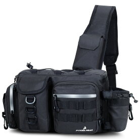 【全品5%OFFクーポン！15日限定】釣り バッグ Lサイズ フィッシング バッグ タックルバッグ ショルダー 釣り 道具 収納 バッグ ウエストランガンバッグ 防水 ショルダー 大容量 カラビナ6個付き フィッシングショルダー バッグ 公式 PYKES PEAK 送料無料
