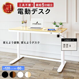 【15%OFFクーポン4/4迄】昇降デスク スタンディングデスク 電動 昇降式 学習机 高さ 調節 幅120 奥行60 高さ 70?119 メモリー 機能 USB充電 引き出し 昇降式 テレワーク デスクワーク リモートワーク 机 オフィスデスク PYKES PEAK