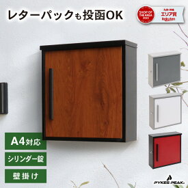 郵便ポスト 壁掛けポスト 壁付け A4 レターパック対応 シリンダー錠 防水 バタつき防止 落下防止バー 小型 A4サイズ ネコポス プッシュ錠 ロック付き 宅配ボックス スタイリッシュ 北欧 モダン