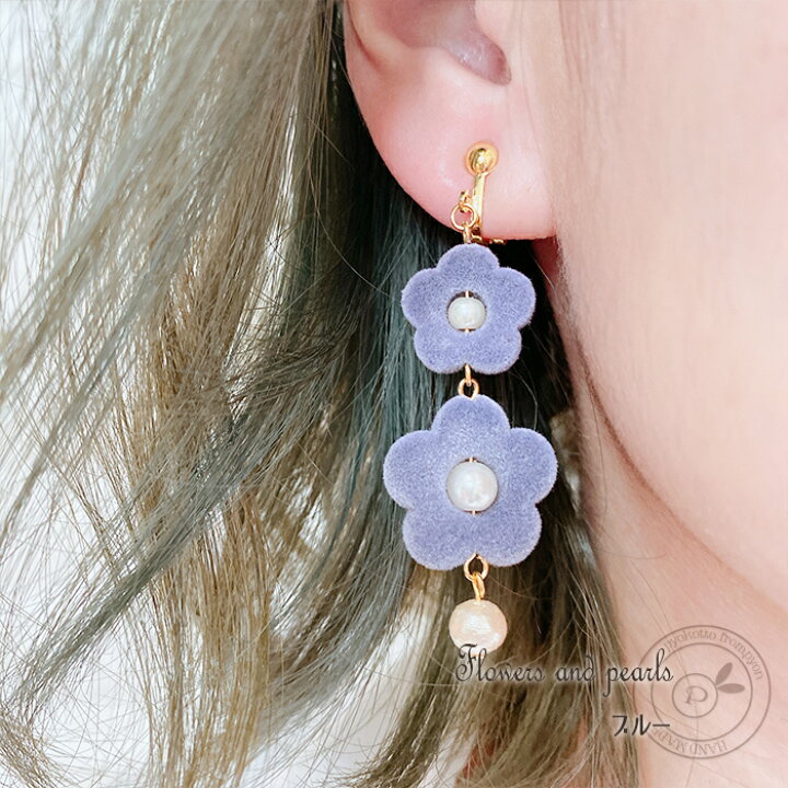 楽天市場】16金コーティング 花 ベロア ピアス イヤリング 樹脂ピアス 