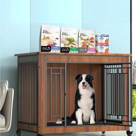 犬用ゲージ 木製 ドッグケージ 犬ケージ 屋根付き 引き出しトレイ付 ペット犬用ケージ ドッグハウス 木製ドッグケージ キャスター付き いぬ用 ペットケージハウス お掃除簡単サークル インテリアケージ トレー付き 中型犬～大型犬向け フェンス