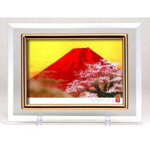 クリスタル絵画 赤富士桜・14982