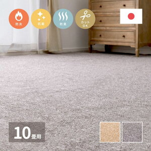 カーペット ラグ カット 国産 10畳 江戸間 日本製 防炎 冬 ペット 無地 冬用 おしゃれ マンション 国産 ラグマット 絨毯 床暖房 ホットカーペット対応 フリーカット 長方形 敷き詰め 抗菌 防臭