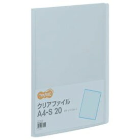 （まとめ） TANOSEE クリアファイル A4タテ 20ポケット 背幅14mm ブルー 1冊 【×40セット】
