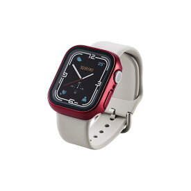 エレコム Apple Watch41mm用フルカバーケース プレミアムガラス 高透明 レッド AW-21BFCGRD