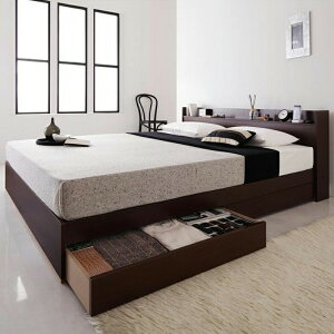 ベッド 収納 マットレス付き クイーン 収納付き 大容量 収納ベッド ベッドフレーム 収納付きベッド 引き出し フレーム クイーンベッド コンセント 一人暮らし 棚付き 宮付き ヘッドボード付