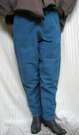 【送料無料】心に優しいブルー♪手織り ネイチャーパンツ綿100% 30代.40代.50代.60代.70代 個性派 シニア ミセス レディースファッション