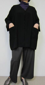 【大きいサイズ/日本製/手作り/個性的/送料無料】フォーマル素材のお澄まし黒のジャケット♪着やすさでツイツイ1着限定 綿100％/ゆったりサイズ 大きいサイズ40代.50代.60代.70代 個性派シニア ミセス レディースファッション