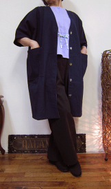 すっきりVネックチュニックからチラっと覗くこむらさきのブラウスにウフフ♪お得感もりもりのアンサンブル　1着限定 綿100％/ゆったりサイズ 大きいサイズ