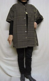 【送料無料】母さんにはシックすぎないか？茶スタンドシャツジャケット ブラウス男女兼用 綿100% 大きいサイズ40代.50代.60代.70代 個性派シニア ミセス レディースファッション