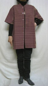 3歳若返ったよ母さん☆ワインスタンドシャツジャケット　BIGブラウス　 男女兼用やせて見える30代.40代.50代.60代.70代のための個性派シニアファッション