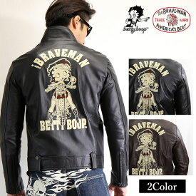 [SALE]カウレザージャケット THE BRAVEMAN×BETTY BOOP ベティ・ブープ 本革 bbb-2150[21_aw]
