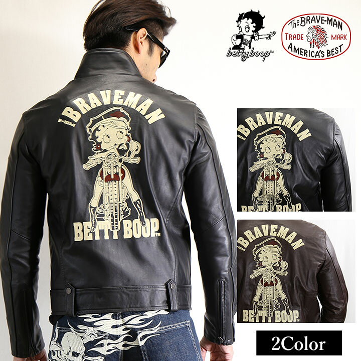 楽天市場】[SALE]カウレザージャケット THE BRAVEMAN×BETTY BOOP 