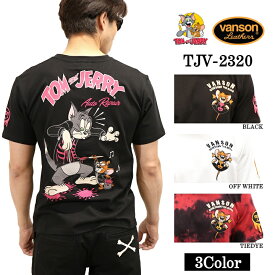 VANSON×TOM&JERRY バンソン トム＆ジェリー 天竺半袖Tシャツ tjv-2320