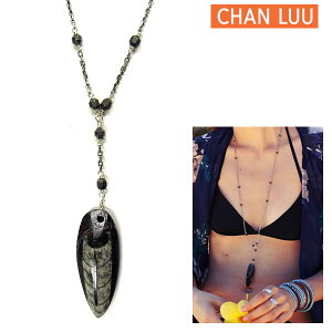 CHAN LUU `[ Black Fossil Necklace lbNX y_g Y  nsm-1083