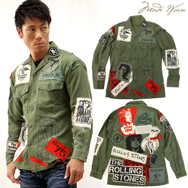 楽天市場】MADE WORN ROLLING STONES ミリタリージャケット シャツ 