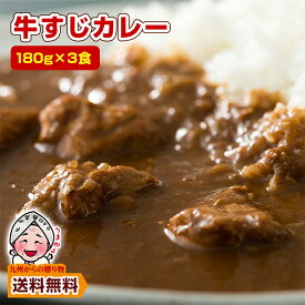 ＼九州からの贈り物／ じっくり煮込んだ濃厚コク旨牛すじカレー180g×3袋 本格 オススメ ご当地カレー 送料無料 食べきり 3食 エコ包装 非常食 ポイント利用 爆買 ポイント消化