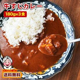 ＼複数商品で使える5％OFFクーポン配布／ じっくり煮込んだ濃厚コク旨牛すじカレー180g×3袋 本格 オススメ ご当地カレー 送料無料 食べきり 3食 エコ包装 非常食 ポイント利用 爆買 ポイント消化