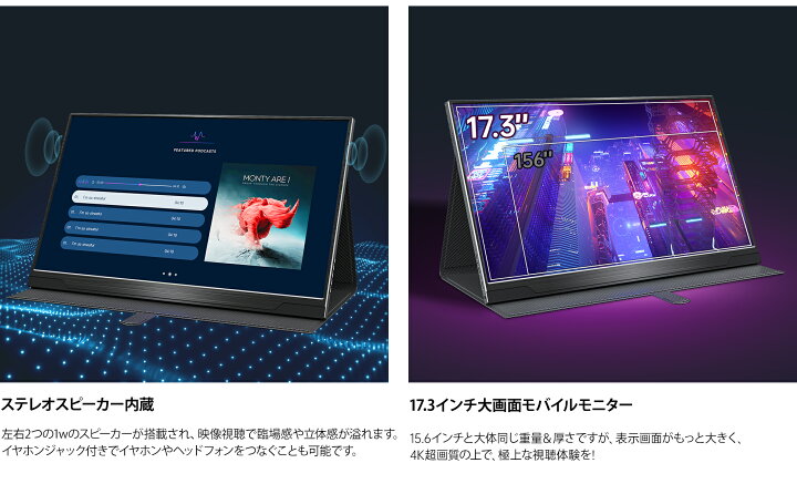 楽天市場】楽天1位！モバイルモニター 4K cocopar モバイルモニター  