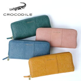 財布 レディース 長財布 ブランド ラウンドファスナー CROCODILE クロコダイル 開運 縁起 ボタニカル 南天 福寿草 型押し 大容量 カードがたくさん入る ギフト 1100048