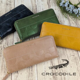 財布 レディース 長財布 ブランド ラウンドファスナー CROCODILE クロコダイル 財布 大人 ドット柄 水玉 型押し カードがたくさん入る 1100109